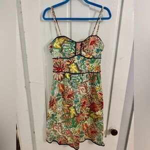 EUC Nanette Lepore Multicolor floral paisley corset sweetheart Dress large 10 12